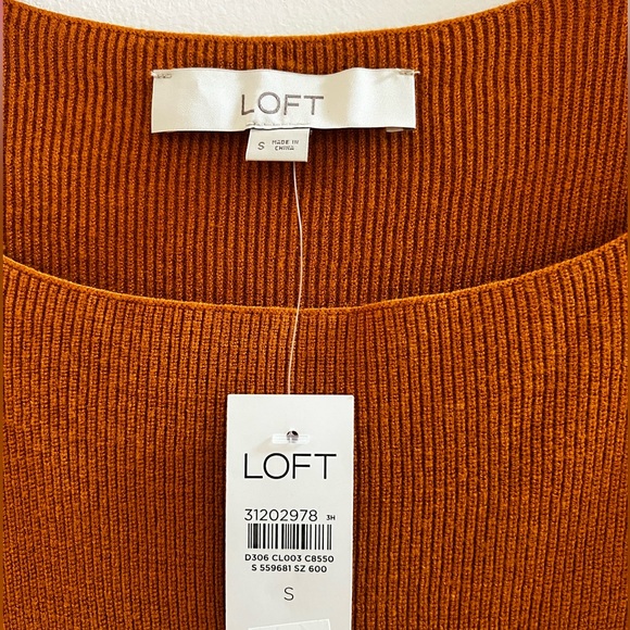 NWT LOFT Women's Square Neck Short Sleeve Top - Rust - Picture 5 of 6